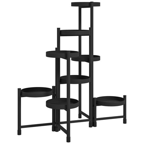 Étagère À Fleurs Design Pliable - Étagère Pour Plantes - 8 Niveaux - Métal Thermolaqué Noir