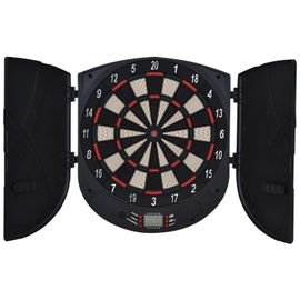Cible jeu de fléchettes électronique refermable 26 jeux jusqu'à 8 joueurs affichage LCD haut-parleur noir