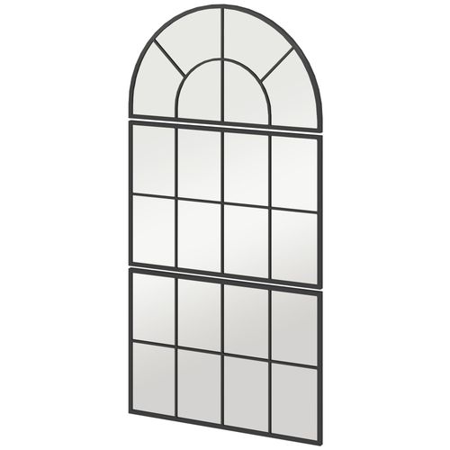 Miroir mural style verrière ensemble de 3 pièces métal noir verre