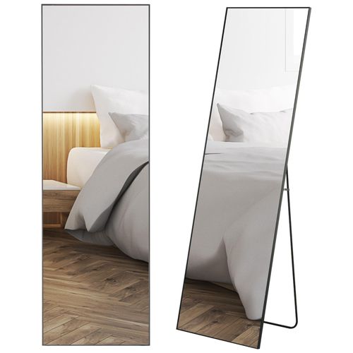 Miroir sur pied ou mural rectangulaire grande taille verre métal noir