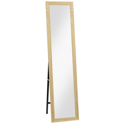 Miroir sur pied et mural rectangulaire dim. 37L x 40l x 157H cm piètement métal noir aspect chêne clair