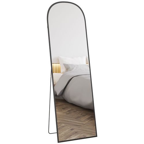 Miroir sur pied - miroir mural rectangulaire arrondi - alu. noir