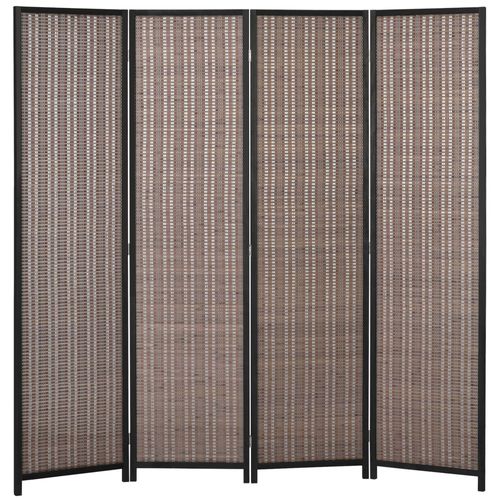 Paravent intérieur séparateur de pièce pliable 4 panneaux dim. 180L x 180H cm bois pin bambou coton marron