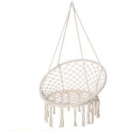Chaise Suspendue Chaise Hamac De Voyage Portable Ø 80 X 42h M Macramé Coton Polyester Beige