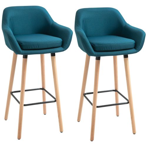 Lot De 2 Tabourets De Bar Style Scandinave Repose-Pieds Et Accoudoirs