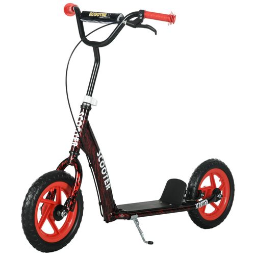 Trottinette Patinette Enfant À Partir De 6 Ans Roues 30 Cm Guidon Réglable Poignée Frein Et Béquille Acier Rouge