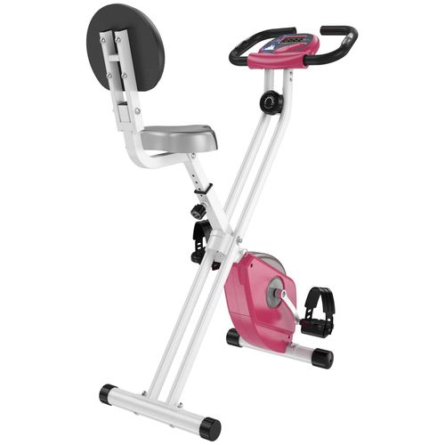 Homcom Vélo D'appartement Pliable 8 Niveaux De Résistance Magnétique Selle Réglable Dossier Écran Lcd Multifonction Capteur Fréquence Cardiaque