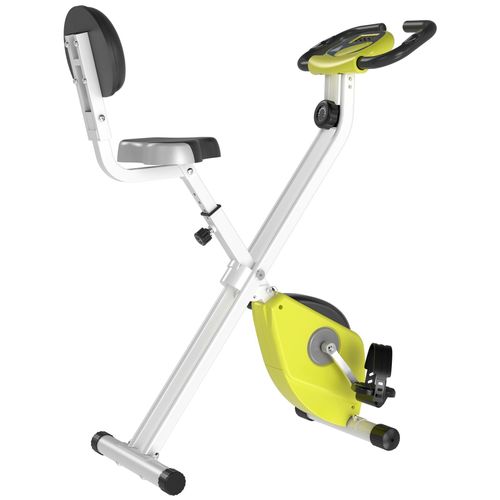 Homcom Vélo D'appartement Pliable Selle Réglable Dossier Écran Lcd Multifonction Capteur Fréquence Cardiaque