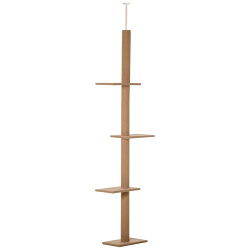 Arbre À Chat Poteau À Griffer Hauteur Réglable Dim. 43l X 27i X 228-260h Cm 4 Niveaux D¿Activités Marron