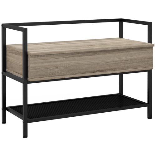 Banc À Chaussures Design Industriel - Étagère, Coffre Intégré