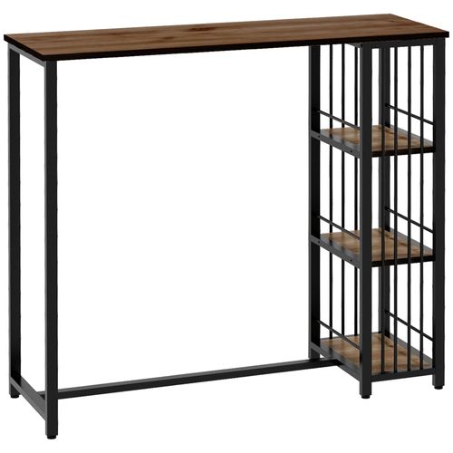 Table De Bar 3 Étagères Style Industriel Acier Noir Aspect Bois