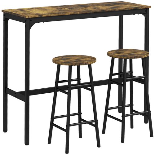 Ensemble 2 Places 3 Pcs Design Contemporain Acier Aspect Bois Vieilli