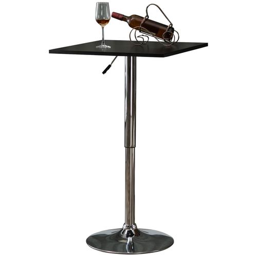 Table De Bar Table Bistro Chic Style Contemporain Table Carrée Pivotante Hauteur Réglable Dim. 60l X 60l X 82-103h Cm Métal Chromé Mdf Noir