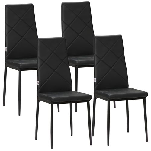 Lot De 4 Chaises De Salle À Manger Style Chesterfield Acier Synthétique Noir