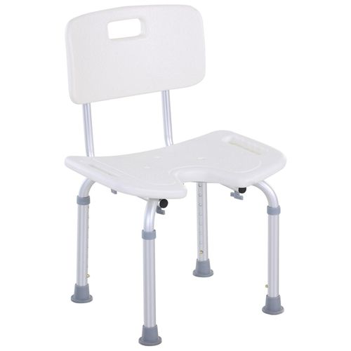 Chaise De Douche Siège De Douche Ergonomique Hauteur Assise Réglable Pieds Antidérapants Charge Max. 136 Kg Alu Hdpe Blanc 