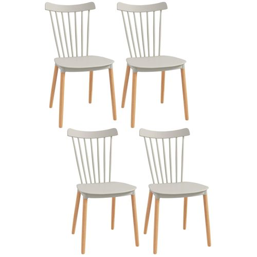 Lot De 4 Chaises De Salle À Manger Style Scandinave Piètement Bois Hêtre Pp Gris