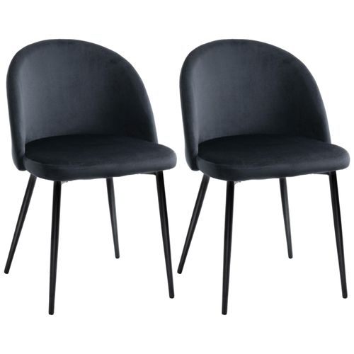 Chaises De Visiteur Design Scandinave - Lot De 2 Chaises - Pieds Effilés Métal Noir - Assise Dossier Ergonomique Velours Noir