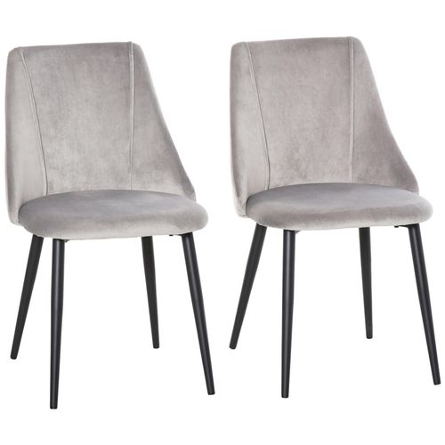 Lot De 2 Chaises De Salle À Manger Piètement Métal Velours Gris