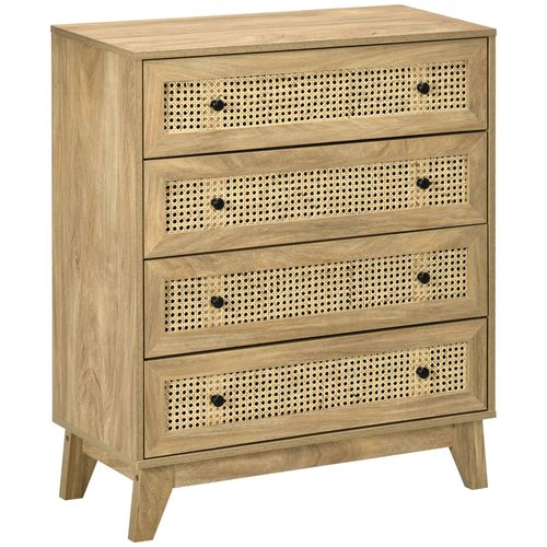 Commode 4 Tiroirs Boh¿Me Chic Cannage Rotin Aspect Bois De Manguier