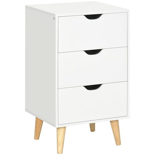 Chiffonnier 3 Tiroirs Design Scandinave Piètement Bois Pin Blanc