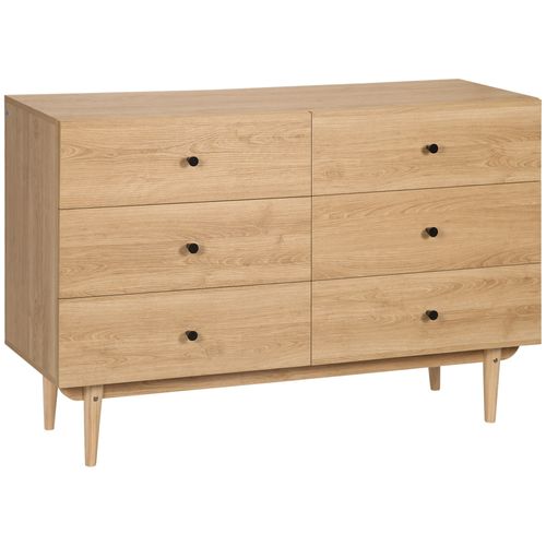 Commode Vintage 6 Tiroirs Piètement Bois De Pin Aspect Bois De Teck