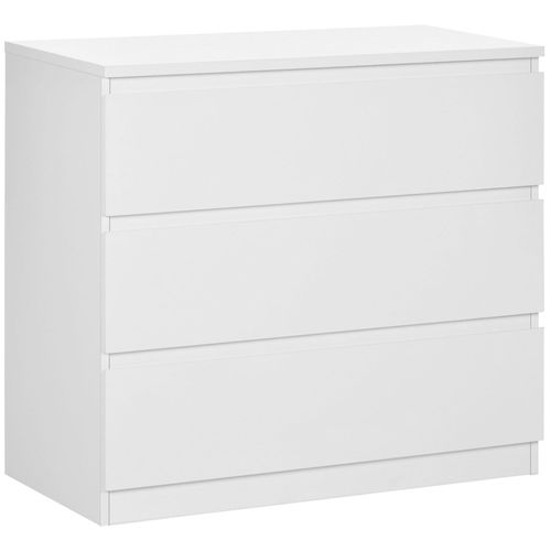Commode 3 Tiroirs Coulissants Dim. 80l X 39l X 73h Cm Panneau Particules Blanc