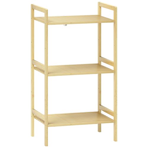 Étagère Salle De Bain Bois Bambou Verni 3 Niveaux Réglables Étagères À Lattes Dim. 43 X 31 X 80 Cm