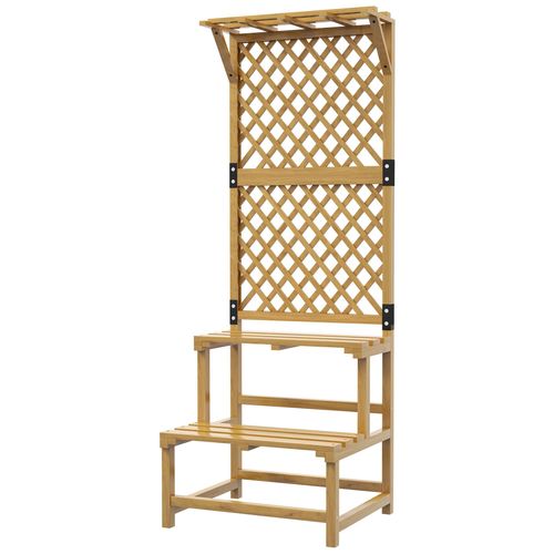 Etagère À Fleurs Treillis 2 Niveaux Avec Support Haut Dim. 60l X 50l X 166h Cm Bois Sapin Pré-Huilé
