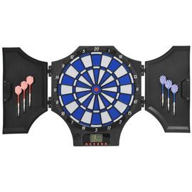 Cible jeu de fléchettes électronique refermable 31 jeux jusqu'à 8 joueurs affichage LCD haut-parleur noir