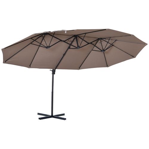 Parasol D?Port? Grande Taille Xxl Inclinable Dim. 4,4l X 2,7l X 2,5h M Pi?Tement En Acier Inclus Polyester Marron