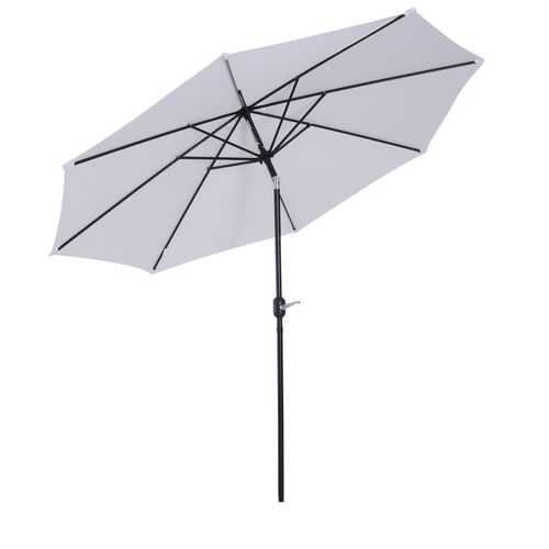 Parasol En M?Tal Rond Polyester 180g/M? Manivelle Inclinable ? 3 X 2,45 M Blanc