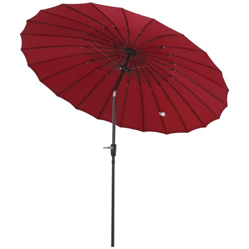 Parasol Inclinable Rond Avec Manivelle Aluminium Fibre De Verre Polyester Diam?Tre 2,60 M Coloris Rouge