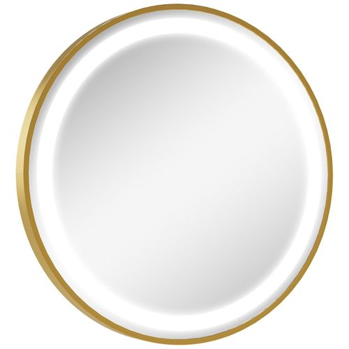 Miroir rond LED tactile salle de bain dia. 60 cm - 3 couleurs température, affichage heure - alu doré