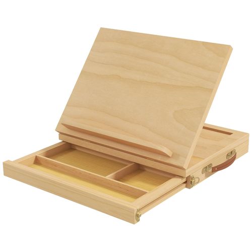 Mallette Chevalet Professionnel De Table Inclinaison Réglable 3 Compartiments De Rangement Bois De Hêtre