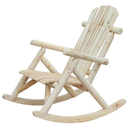 Fauteuil De Jardin Adirondack À Bascule Rocking Chair Style Néo-Rétro Assise Dossier Ergonomique Bois Naturel De Pin
