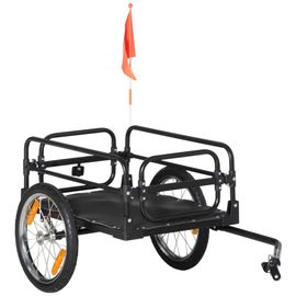 Remorque Vélo Remorque De Transport Pour Vélo Pliable 125l X 64l X 53,5h Cm Barre D'attelage Universelle Acier Noir