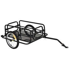 Remorque Vélo Remorque De Transport Pour Vélo Pliable 70l 139l X 71,5l X 49h Cm Barre D'attelage Universelle Acier Noir