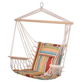 Chaise Suspendue Hamac De Voyage Respirant Portable Coton Macramé Polyester Rayé Multicolore