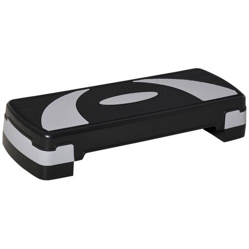Stepper Fitness Aerobic Hauteur Reglable Surface Antiderapante 80 X 31 X 20 Cm Noir Gris Clair