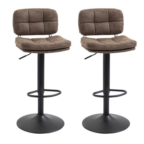 Lot De 2 Tabourets De Bar Vintage Capitonné Marron Effet Vieilli