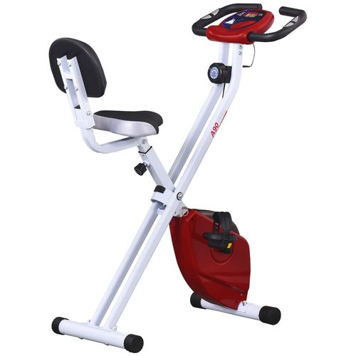 Homcom Vélo D'appartement Pliable 8 Niveaux De Résistance Magnétique Selle Réglable Dossier Écran Lcd Multifonction Capteur Fréquence Cardiaque