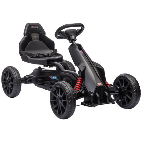 Kart À Pédales Enfant Go Kart Formule 1 Racing Aileron Avant Carter Chaine Fermé Siège Réglable Avec Ceinture Noir