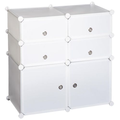 Armoire Étagère À Chaussures 3 Niveaux 6 Compartiments Plastique + Autocollants Décoratifs 75l X 37l X 73