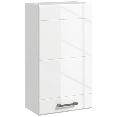 Armoire Haute Murale De Salle De Bain Ou Wc - Placard Porte 2 Étagères - Dim. 41l X 18l X 52h Cm - Mdf Blanc Mat Laqué