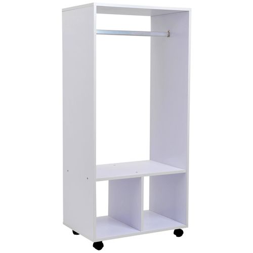 Portant À Vêtements Penderie Mobile Avec Roulettes 2 Niches + Grand Espace Penderie Panneaux Particules B