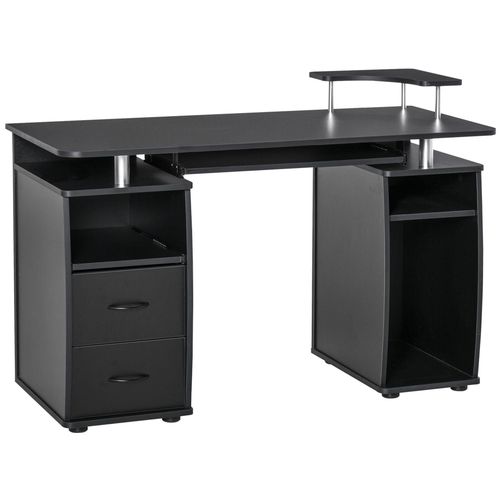 Bureau Informatique Multimédia Multi-Rangements 120l X 55l X 85h Cm Panneaux Particules Noir