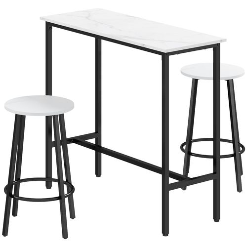 Ensemble 2 Places 3 Pcs Contemporain Acier Noir Aspect Marbre Blanc