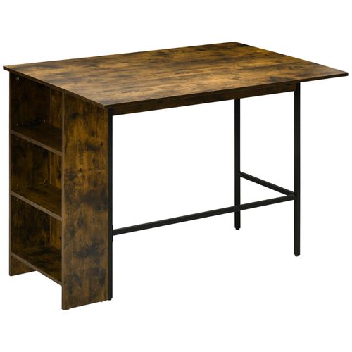 Table De Bar Extensible Design Industriel Métal Noir Effet Boisvieilli