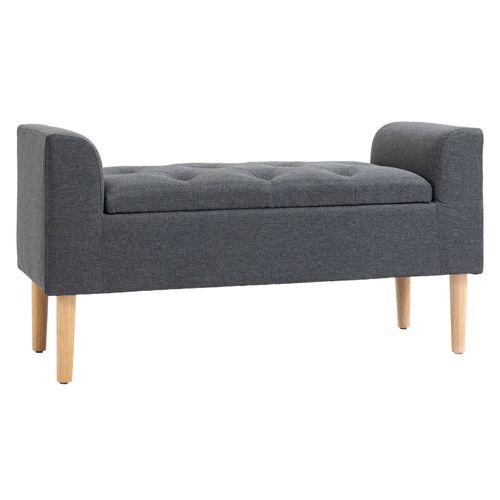 Banquette Coffre Rangement 2 En 1 Style Chesterfield Aspect Lin Gris