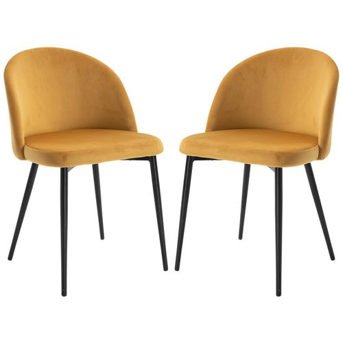 Chaises De Visiteur Design Scandinave - Lot De 2 Chaises - Pieds Effilés Métal Noir - Assise Dossier Ergo